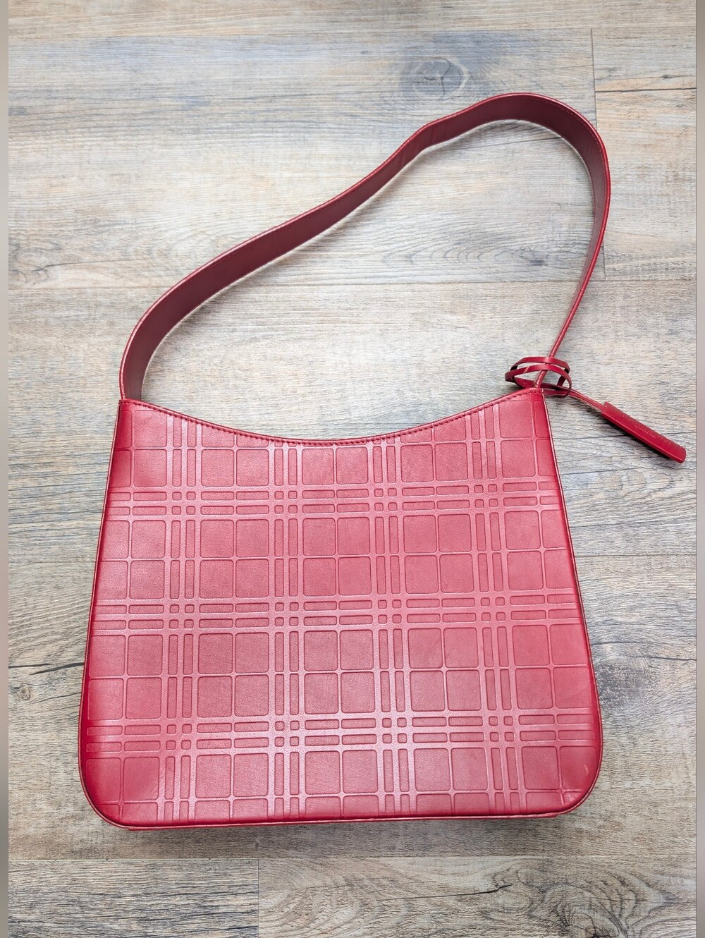 Vintage Embossed Leather Burberry Shoulder Bag